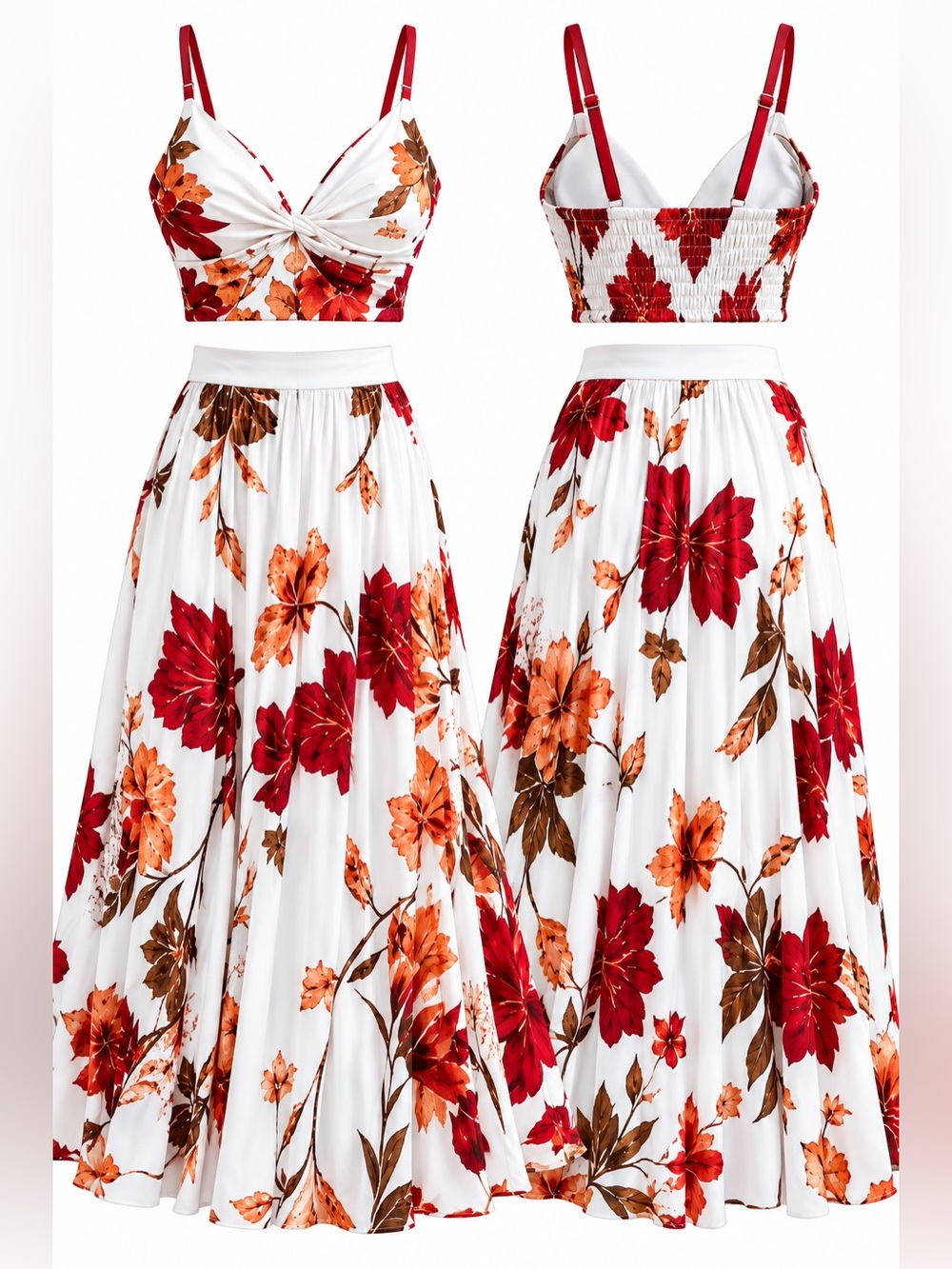 Two Piece Crop Top Maxi Skirt Set